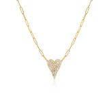 Pave Heart Paperclip Necklace