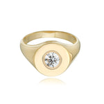 Solitaire Diamond Signet Ring