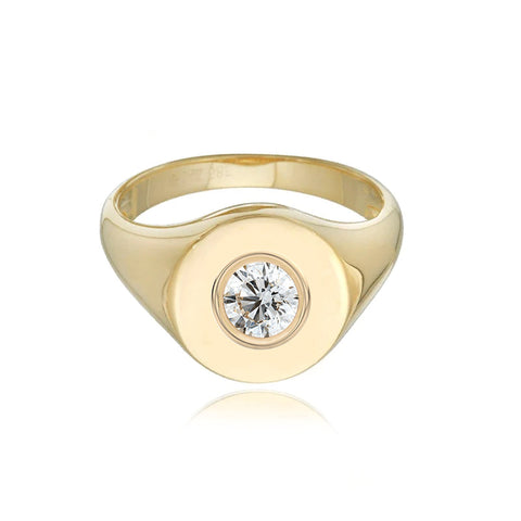 Solitaire Diamond Signet Ring