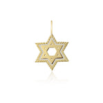 Fluted Pave Outline Star of David Charm