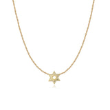 Fluted Pave Outline Star of David Necklace