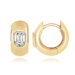 Thick Small Solitaire Gold Huggie