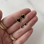 Medium Fluted Outline Stone Heart Studs