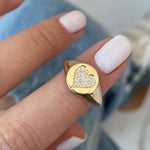 Pave Heart Signet Ring