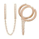 Pave Double Huggie Chain Earring