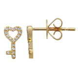 Pave Heart Key Stud