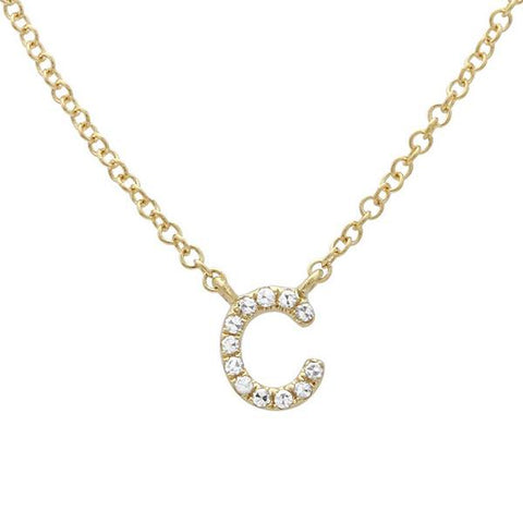 Lowercase Pave Initial Necklace