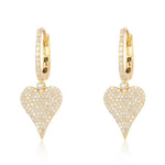 Dangling Pave Modern Heart Hoop Earrings