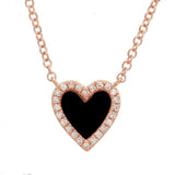 Small Pave Outline Stone Heart Necklace