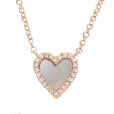 Small Pave Outline Stone Heart Necklace