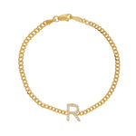 Pave Initial Flat Cuban Bracelet