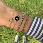 Round Pave Evil Eye Paperclip Bracelet