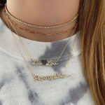 Two Pave Names and Pave Charm Necklace