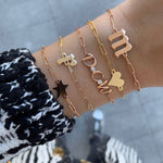 Gold Initials and Bezel Paperclip Bracelet