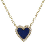 Small Pave Outline Stone Heart Necklace