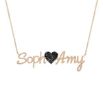 Two Pave Names and Pave Charm Necklace