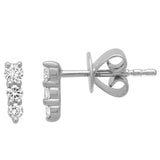 Three Graduated Diamonds Bar Stud