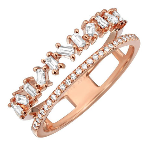 Double Band Disorganized Baguette Ring