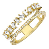 Double Band Disorganized Baguette Ring