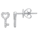 Pave Heart Key Stud