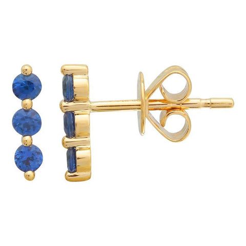 Three Gemstones Bar Stud