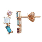 Multi Shape Gemstone Climber Earrings