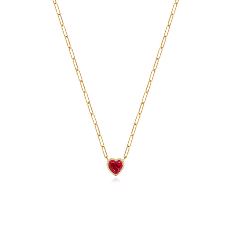 Solitaire Gemstone Paperclip Necklace