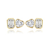 Two-diamond Bezel Stud Earring (Single)