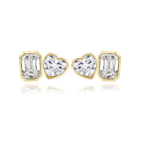 Two-diamond Bezel Stud Earring (Single)