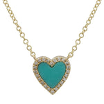 Small Pave Outline Stone Heart Necklace