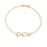 Gold Initials and Bezel Paperclip Bracelet