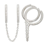 Pave Double Huggie Chain Earring