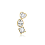 Three Diamond Bezel Climber Earrings (SINGLE)