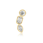 Three Diamond Bezel Climber Earrings (SINGLE)