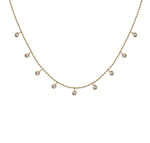 Dangling Diamond Bezels Ball Chain Necklace