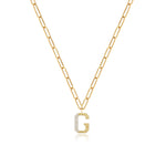 Fluted Side Pave Initial Necklace