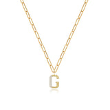 Fluted Side Pave Initial Necklace