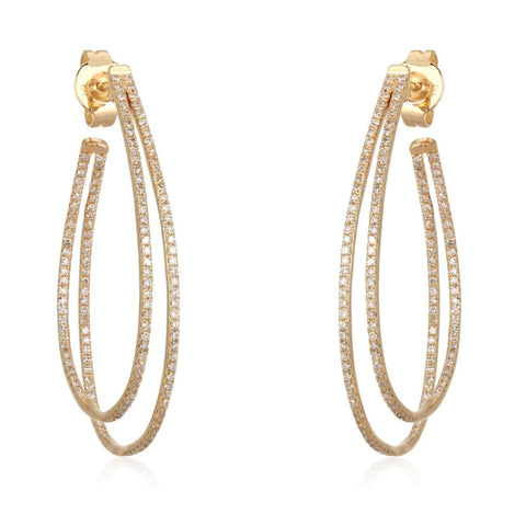 Double Line Pave Hoop Earrings