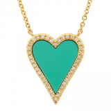 Stone Pave Modern Heart Necklace