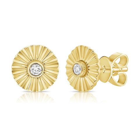 Striped Round Center Diamond Earrings