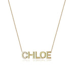 Large Pave Initial and Gold Name Necklace