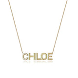 Large Pave Initial and Gold Name Necklace