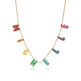 Pave Rainbow Dangling Name Necklace