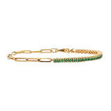 Half & Half Gemstone Tennis Paperclip Bracelet