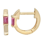 Gemstone Emerald Cut Gold Huggie