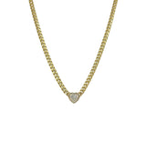 Bezel Heart Diamond Cuban Necklace