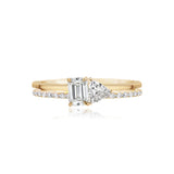 Two Band Two Diamond Pave and Gold Ring