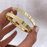 Gold Engraved Clip-on Bangle