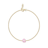 Mini Enamel Initial Chain Bracelet