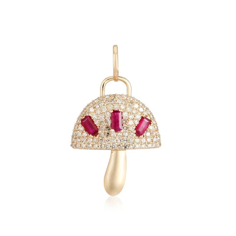 Diamond Gemstone Mushroom Charm